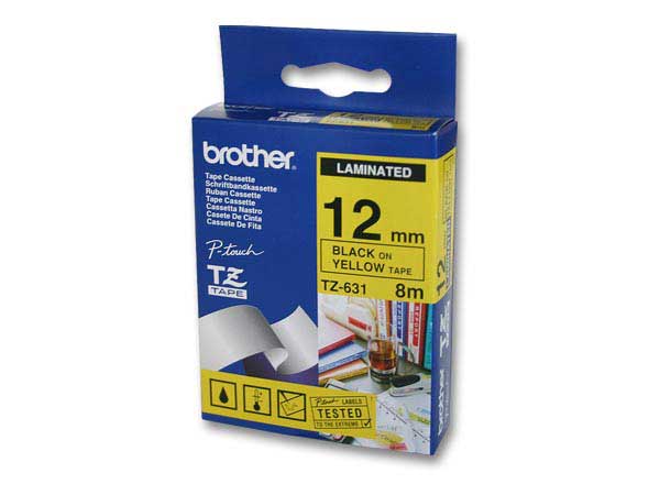 1 Ruban pour titreuse BROTHER TZ 631 12mm jaune impression noire