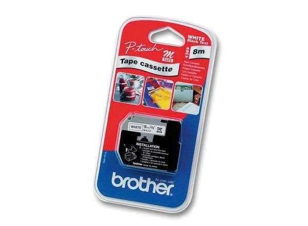 1 Ruban pour titreuse BROTHER M-K221B 9mm blanc impression noire