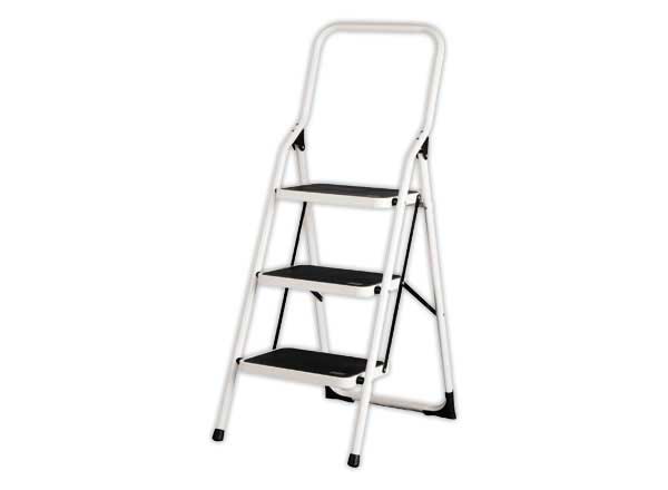 1 Escabeau pliant 3 marches en acier laqué époxy blanc
