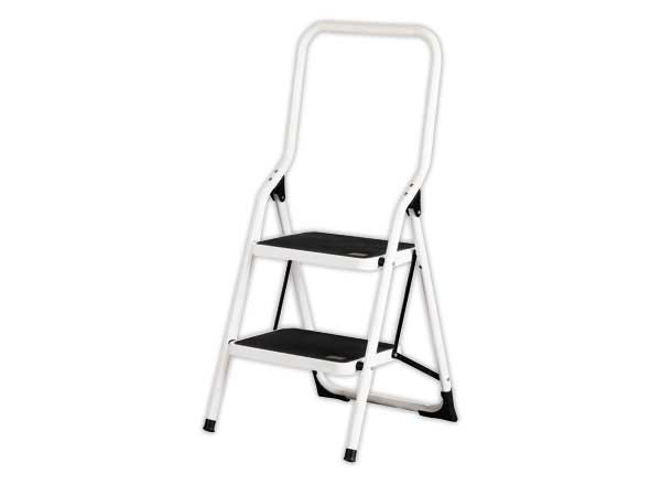 1 Escabeau pliant 2 marches en acier laqué époxy blanc