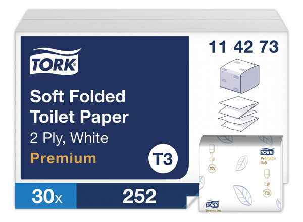 1 Carton de 30 paquets de papier toilette Tork feuille doux T3
