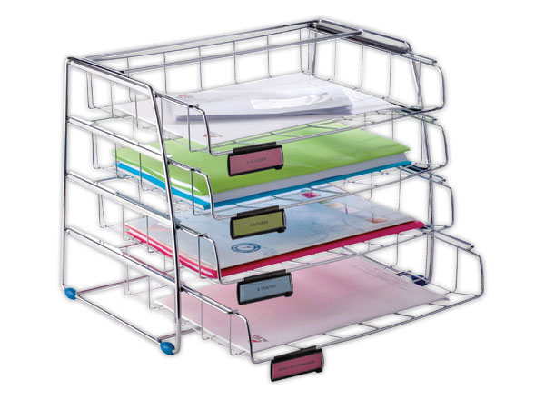 1 Set de 4 corbeilles coulissantes à l'italienne fil métal