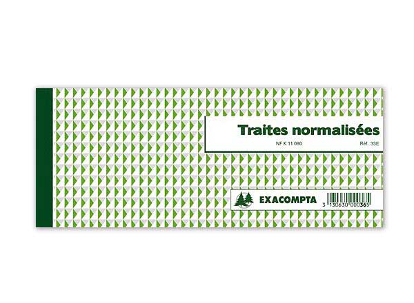 1 Carnet imprimé à souche Traites normalisées 33E
