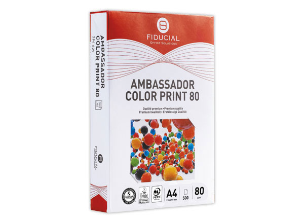 1 Carton de 5 Ramettes de 500 feuilles blanches A4 80g AMBASS. COLOR PRINT FIDUCIAL