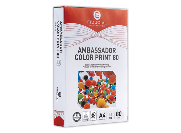 1 Ramette de papier blanc A4 80g AMBASSADOR COLOR PRINT FIDUCIAL