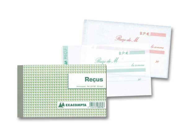 1 Manifold autocopiant imprimé Reçus - Foliotage 50/2