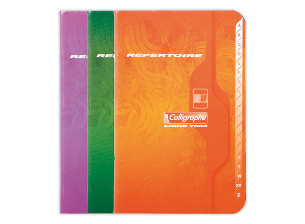 1 Répertoire piqûre Calligraphe 9x14 cm,5x5, 70g, 96 pages