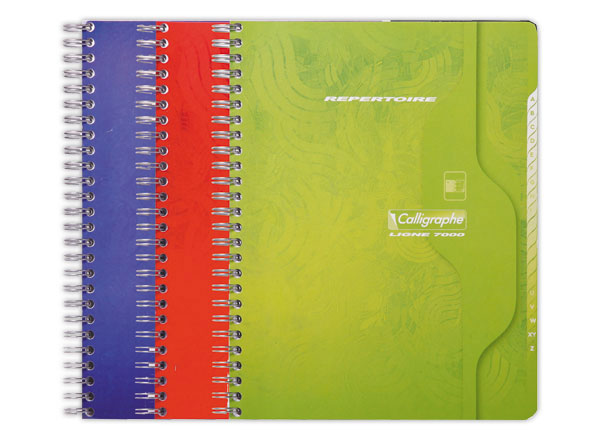 1 Répertoire spirale Calligraphe 17x22cm, 5x5, 70g, 180 pages