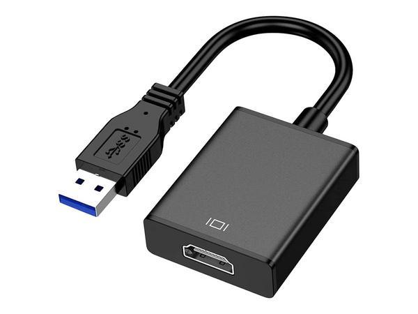 DLH - Adaptateur vidéo - USB type A mâle pour HDMI femelle - 20 cm - noir - support 1080p