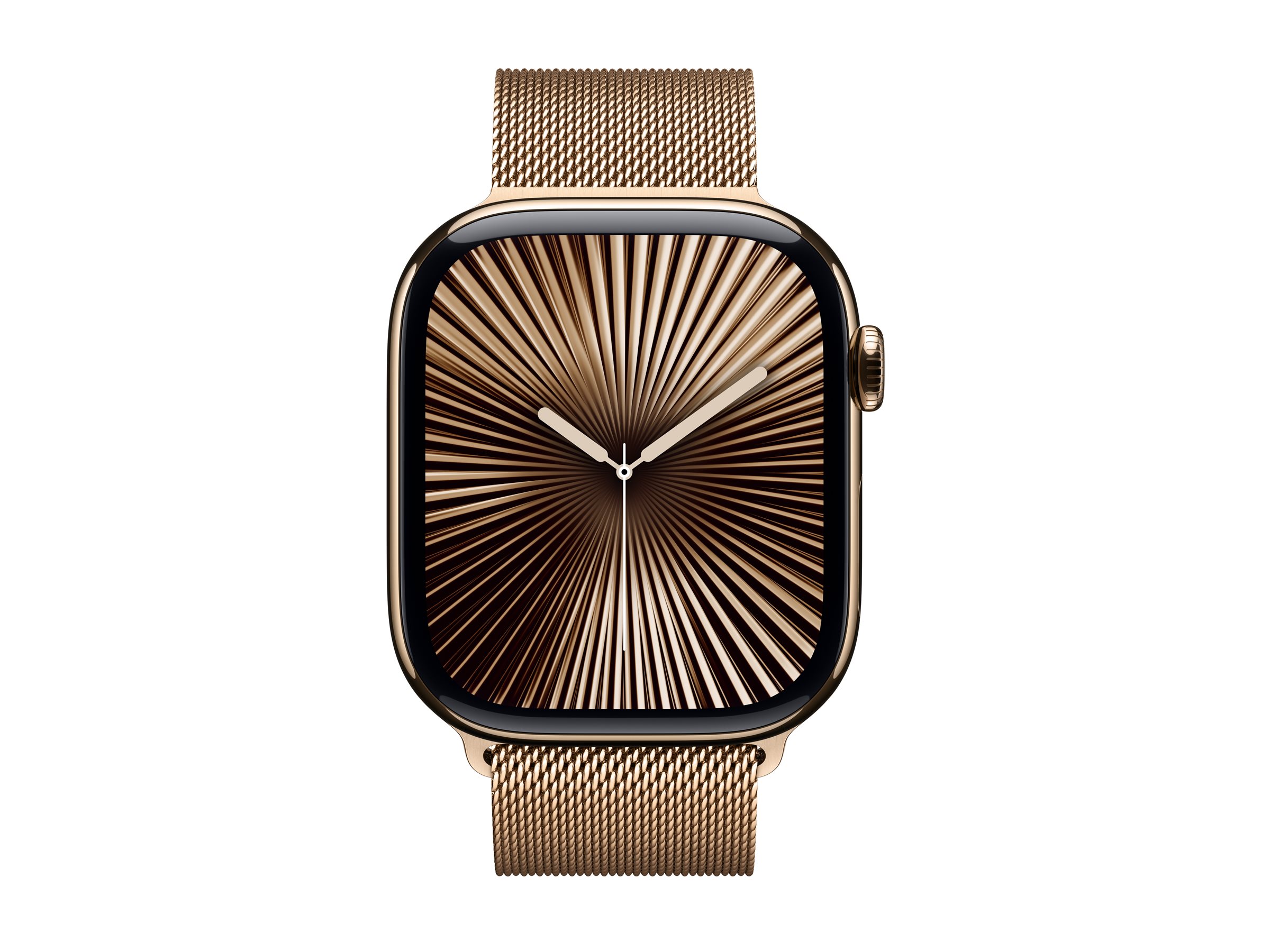 Apple Watch Series 10 (GPS + Cellular) - 46 mm - titane doré - montre intelligente avec boucle milanaise - maille en acier inox - or - taille du bracelet : M/L - 64 Go - LTE, Wi-Fi 4, UWB, Bluetooth - 4G - 41.7 g