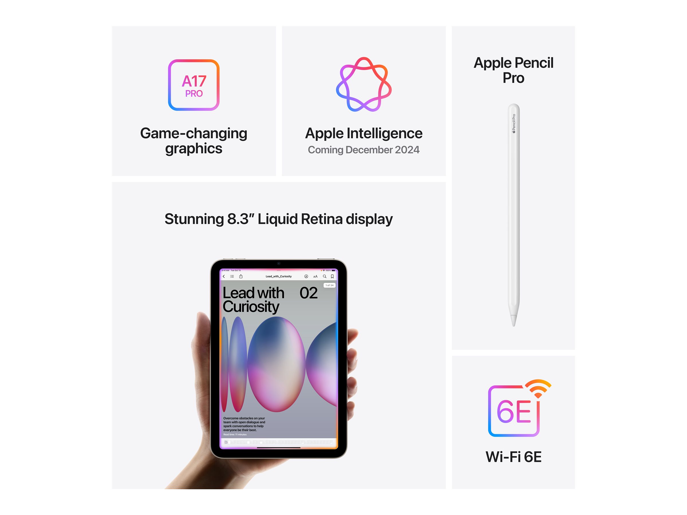 Apple iPad mini A17 Pro Wi-Fi - Tablette - 128 Go - 8.3" IPS (2266 x 1488) - violet