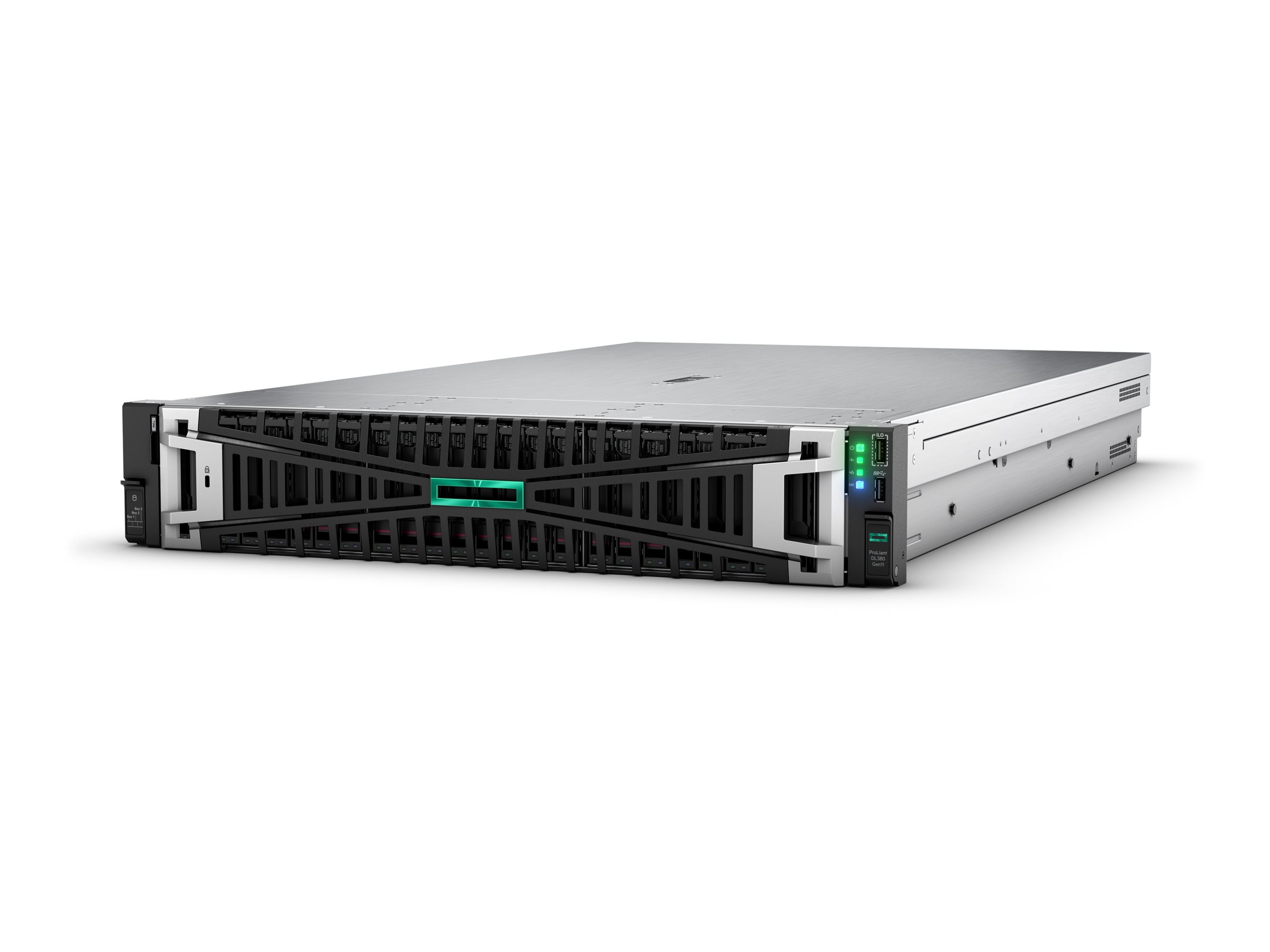 HPE ProLiant DL380 Gen11 - Serveur - Montable sur rack 2U - 2 voies - 1 x Xeon Gold 6530 / jusqu'à 4 GHz - RAM 64 Go - SATA/SAS/NVMe - hot-swap 2.5" baie(s) - SSD 2 x 480 Go - 10 Gigabit Ethernet, 25 Gigabit Ethernet - Aucun SE fourni - moniteur : aucun