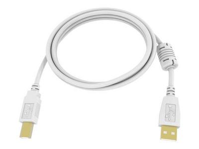 Connecteurs plaqués or - noyau de ferrite à une extrémité - bande passante 480 Mbps - blindage tressé couvrant plus de 65 pour cent - USB-A (m) vers USB-B (m) - diamètre extérieur 4,8 mm - 28+24 AWG - 3 m - blanc