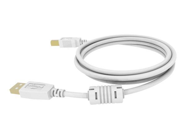 Connecteurs plaqués or - noyau de ferrite à une extrémité - bande passante 480 mbps - couverture de blindage tressé de plus de 65 pour cent - USB-A (m) vers USB-B (m) - diamètre extérieur 4,8 mm - 28+24 AWG - 5 m - blanc