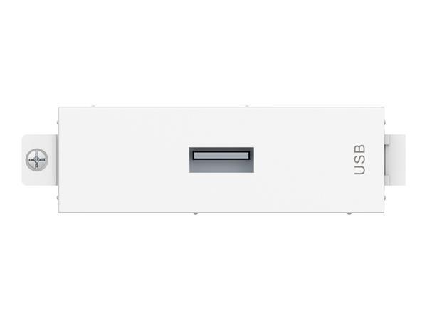 USB A (à l'avant) vers module B - prise carrée de type "b" à l'arrière et prise de type "a" à l'avant - USB 2.0 - se fixe dans les entourages Techconnect - plastique - blanc