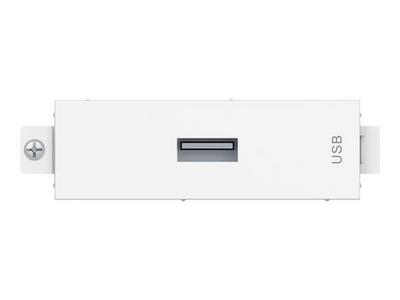 USB A (à l'avant) vers module B - prise carrée de type "b" à l'arrière et prise de type "a" à l'avant - USB 2.0 - se fixe dans les entourages Techconnect - plastique - blanc