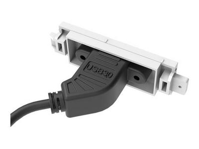 USB B (à l'avant) vers module A - prise de type "a" à l'arrière et prise carrée de type "b" à l'avant - USB 3.0 rétrocompatible avec 2.0 - s'intègre dans les entourages Techconnect - plastique - blanc