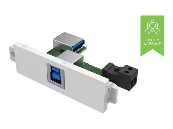 USB B (à l'avant) vers module A - prise de type "a" à l'arrière et prise carrée de type b à l'avant - USB 3.0 rétrocompatible avec 2.0 - utilise USB 5v pour amplifier - pour des câbles plus longs, utilisez une alimentation générique de 5 volts / 2 ampères