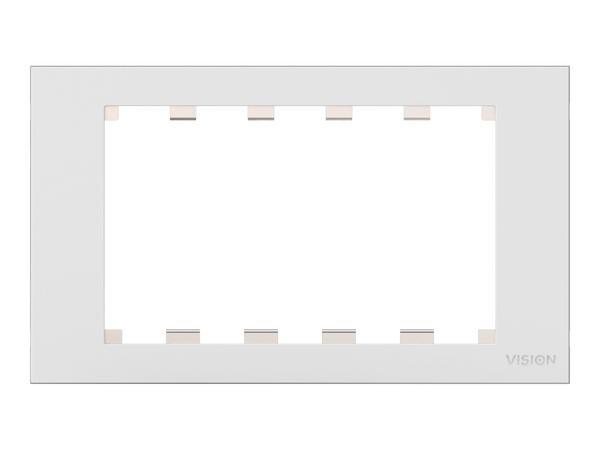 Cadre double-gang uk - cadre qui accueille 5 modules - s'adapte à TC3 BACKBOX2G ou à tout boîtier encastré double-gang uk standard (pattress) 146 x 86 mm - plastique - blanc
