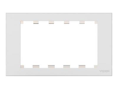 Cadre double-gang uk - cadre qui accueille 5 modules - s'adapte à TC3 BACKBOX2G ou à tout boîtier encastré double-gang uk standard (pattress) 146 x 86 mm - plastique - blanc