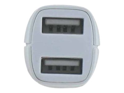 DLH DY-AU2314W - Adaptateur d'alimentation pour voiture - 12 Watt - 2.4 A - 2 connecteurs de sortie (USB) - blanc