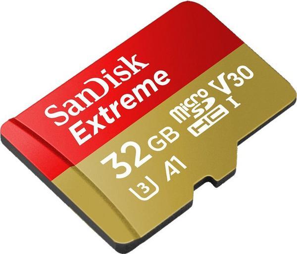 SanDisk Extreme - Carte mémoire flash (adaptateur microSDHC - SD inclus(e)) - 32 Go - A1 / Video Class V30 / UHS-I U3 - microSDHC UHS-I