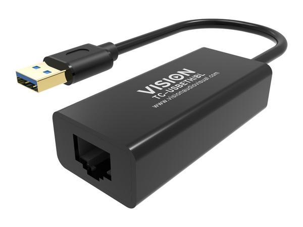 100/1000 mbps - mac ethernet rapide - prend en charge la logique de détection de suspension/reprise et le point de contrôle - USB-A 3.0 (m) vers RJ45 blindé (f) - pilote sur adaptateur USB - noir