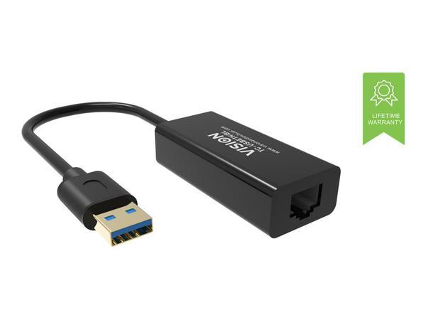 100/1000 mbps - mac ethernet rapide - prend en charge la logique de détection de suspension/reprise et le point de contrôle - USB-A 3.0 (m) vers RJ45 blindé (f) - pilote sur adaptateur USB - noir