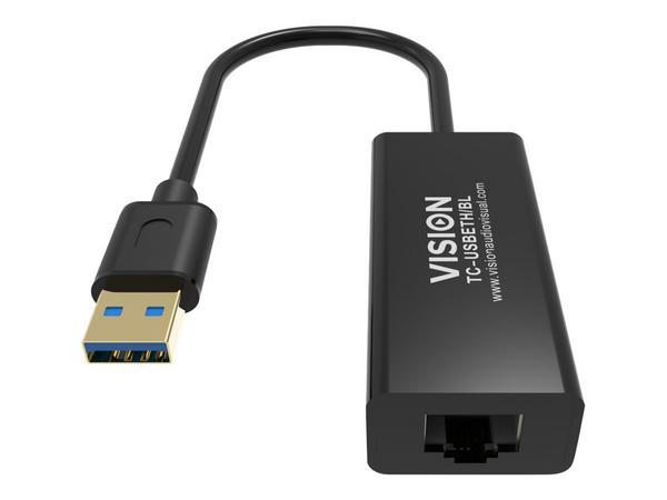 100/1000 mbps - mac ethernet rapide - prend en charge la logique de détection de suspension/reprise et le point de contrôle - USB-A 3.0 (m) vers RJ45 blindé (f) - pilote sur adaptateur USB - noir