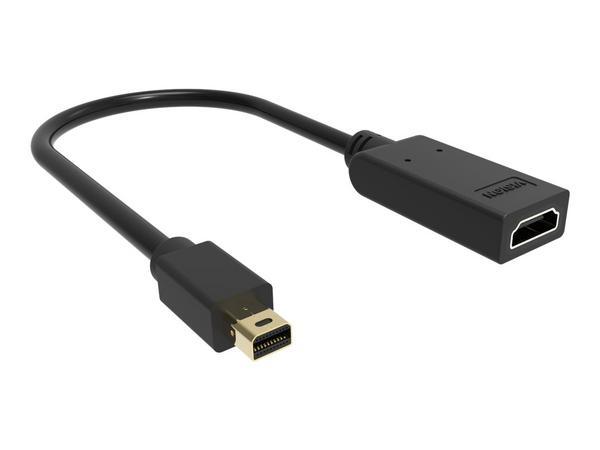 4K 60 Hz - connecteurs dorés - HDMI 2.0 - ne convertit pas HDMI en DP - mDP (m) vers HDMI (f) - affichage multi-écran ATI eyefinity - longueur totale 225 mm - extérieur 5,5 mm - 30 AWG - noir