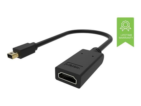 4K 60 Hz - connecteurs dorés - HDMI 2.0 - ne convertit pas HDMI en DP - mDP (m) vers HDMI (f) - affichage multi-écran ATI eyefinity - longueur totale 225 mm - extérieur 5,5 mm - 30 AWG - noir