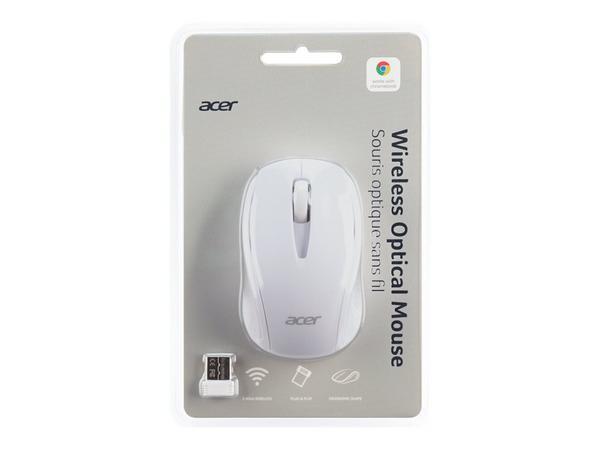 Acer M501 - Souris - optique - 3 boutons - sans fil - 2.4 GHz - récepteur sans fil USB - blanc - Pour la vente au détail - pour Chromebook 31X, 512, 71X, Chromebook Enterprise Spin 513, Chromebook Spin 51X, 713