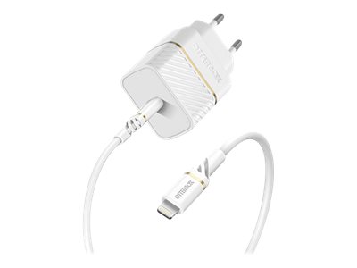 OtterBox EU Wall Charger 20W - 1X USB-C 20W USB-PD + USB C-Lightning Cable 1m White