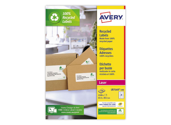 Avery QuickPEEL Recycled Labels - Blanc naturel - 38.1 x 63.5 mm 2100