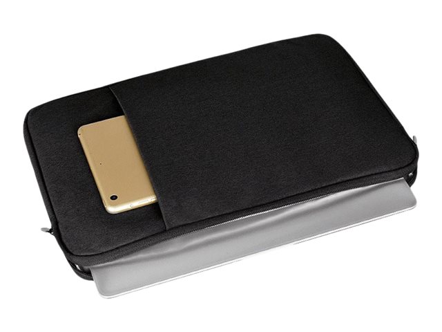 Housse de transport universelle pour PC portable jusque 15.6" - Sacoche avec interieur doux et protecteur - Poche secondaire pour rangement autres accessoires - Fermeture zip - Tissu exterieur noir