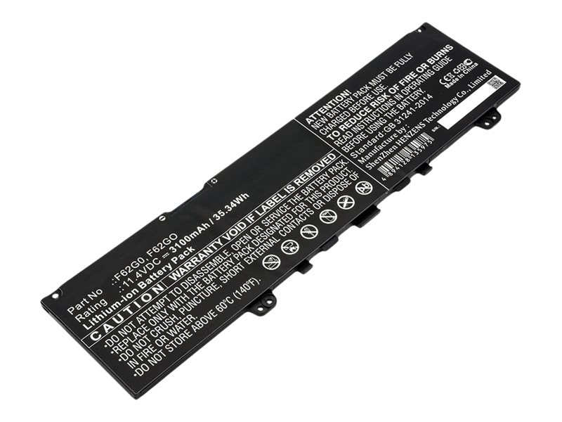 DLH - Batterie de portable (équivalent à : Dell F62G0, Dell 0F62G0, Dell RPJC3, Dell 39DY5) - lithium-polymère - 3300 mAh - 38 Wh - pour Dell Inspiron 13 7386 2-in-1, 13 7390