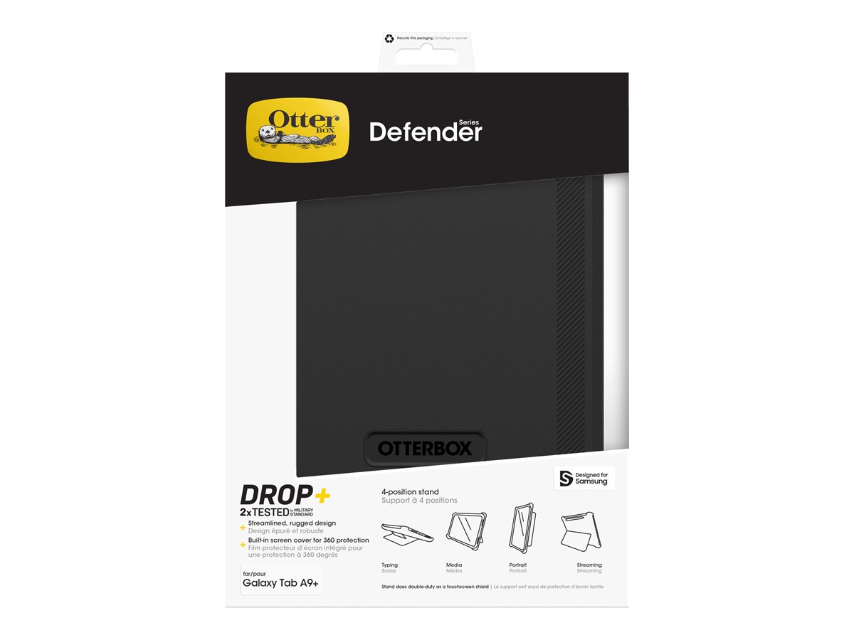 OtterBox Defender Series - Boîtier de protection pour tablette - polycarbonate, caoutchouc synthétique - noir - pour Samsung Galaxy Tab A9+