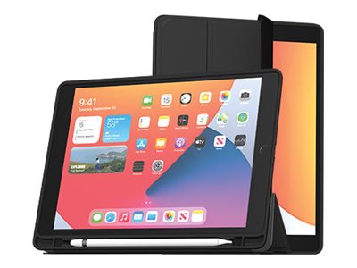 MW SlimSkin - Étui à rabat pour tablette - microfibre - noir - pour Apple 10.2-inch iPad Wi-Fi, Wi-Fi + Cellular, Wi-Fi Personalized