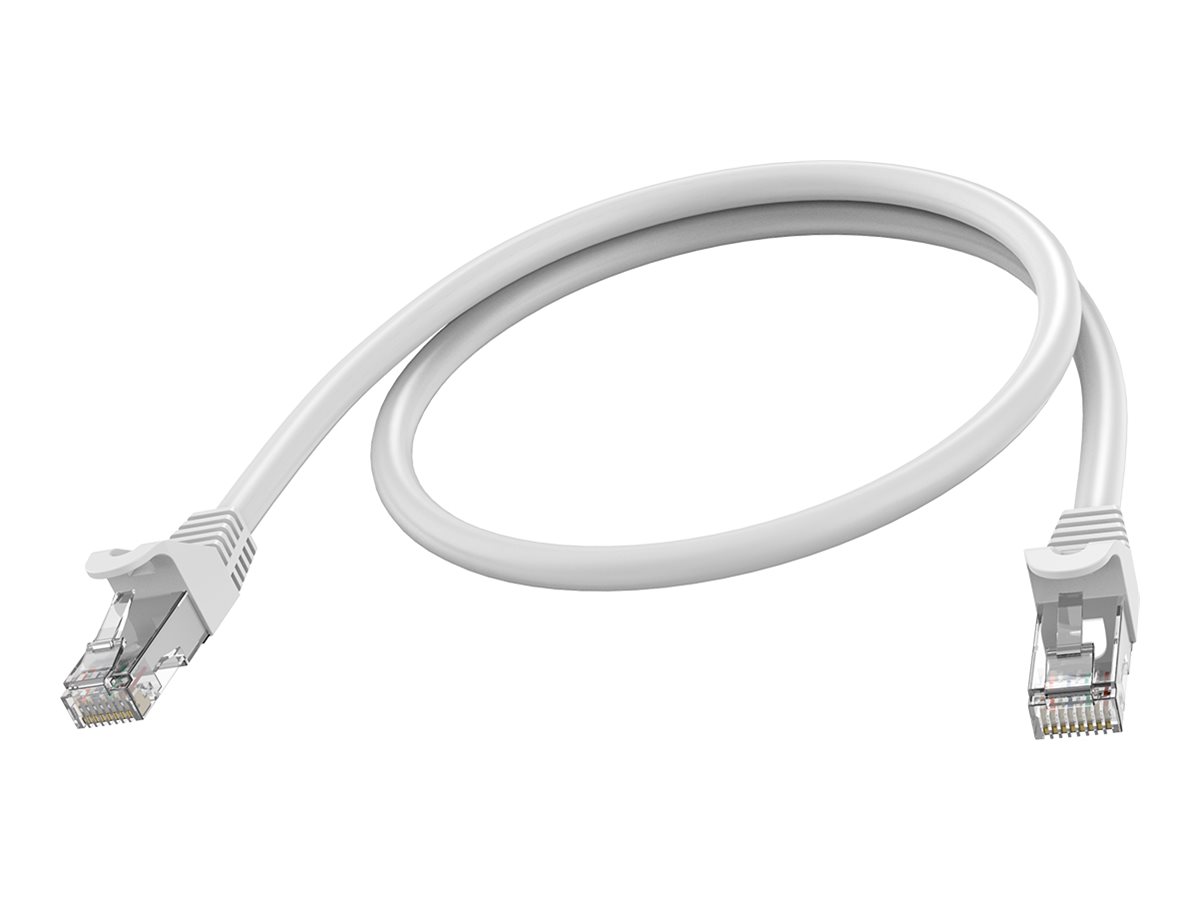 RJ45 (m) à RJ45 (m) - paire torsadée blindée STP - CAT 6a - 10 Gbps - 24 AWG - avec manchon - 50 cm - blanc