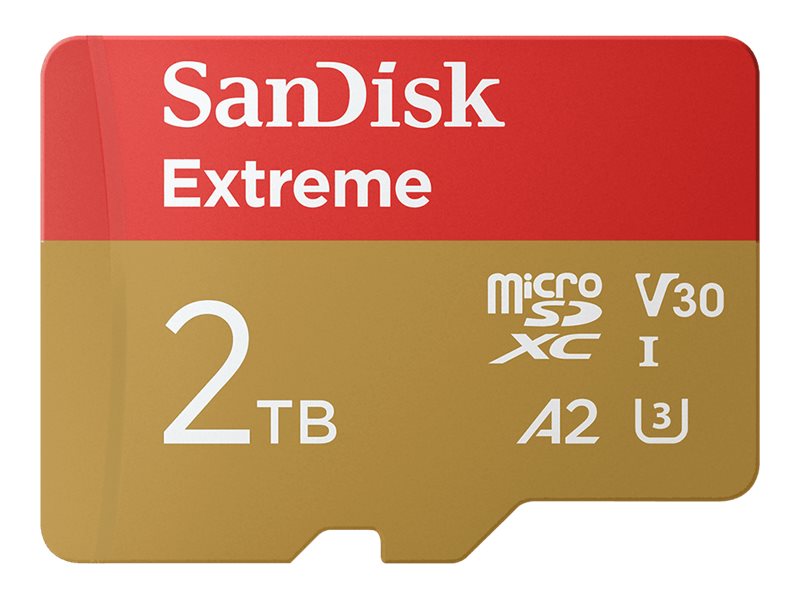 SanDisk Extreme - Carte mémoire flash (adaptateur microSDHC - SD inclus(e)) - 2 To - A2 / Video Class V30 / UHS-I U3 - microSDXC UHS-I