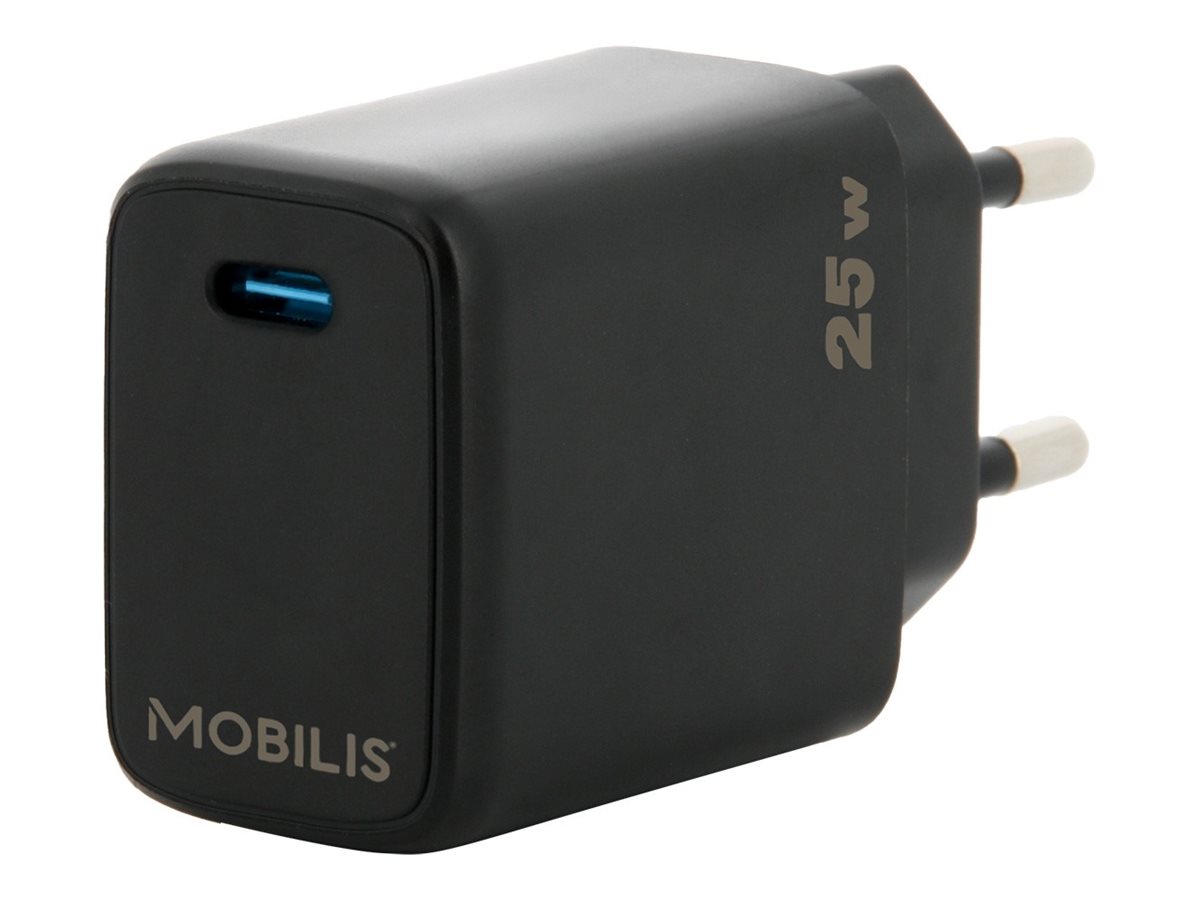 Mobilis - Adaptateur secteur - rapide - 25 Watt - PD (24 pin USB-C) - noir - Europe