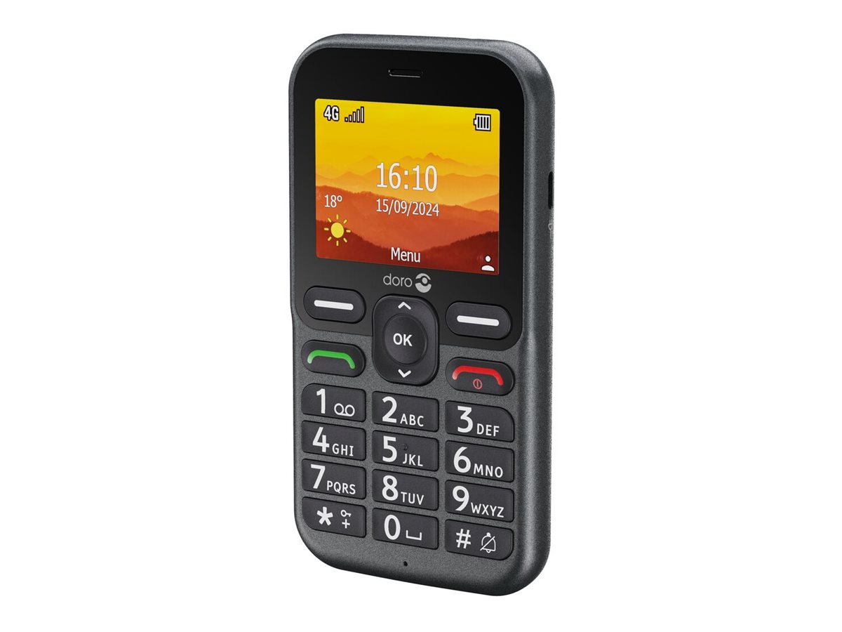 DORO Leva L10 - 4G téléphone de service - RAM 64 Mo / Mémoire interne 128 Mo - microSD slot - écran LCD (TFT) - 320 x 240 pixels (60 Hz) - rear camera 2 MP - noir