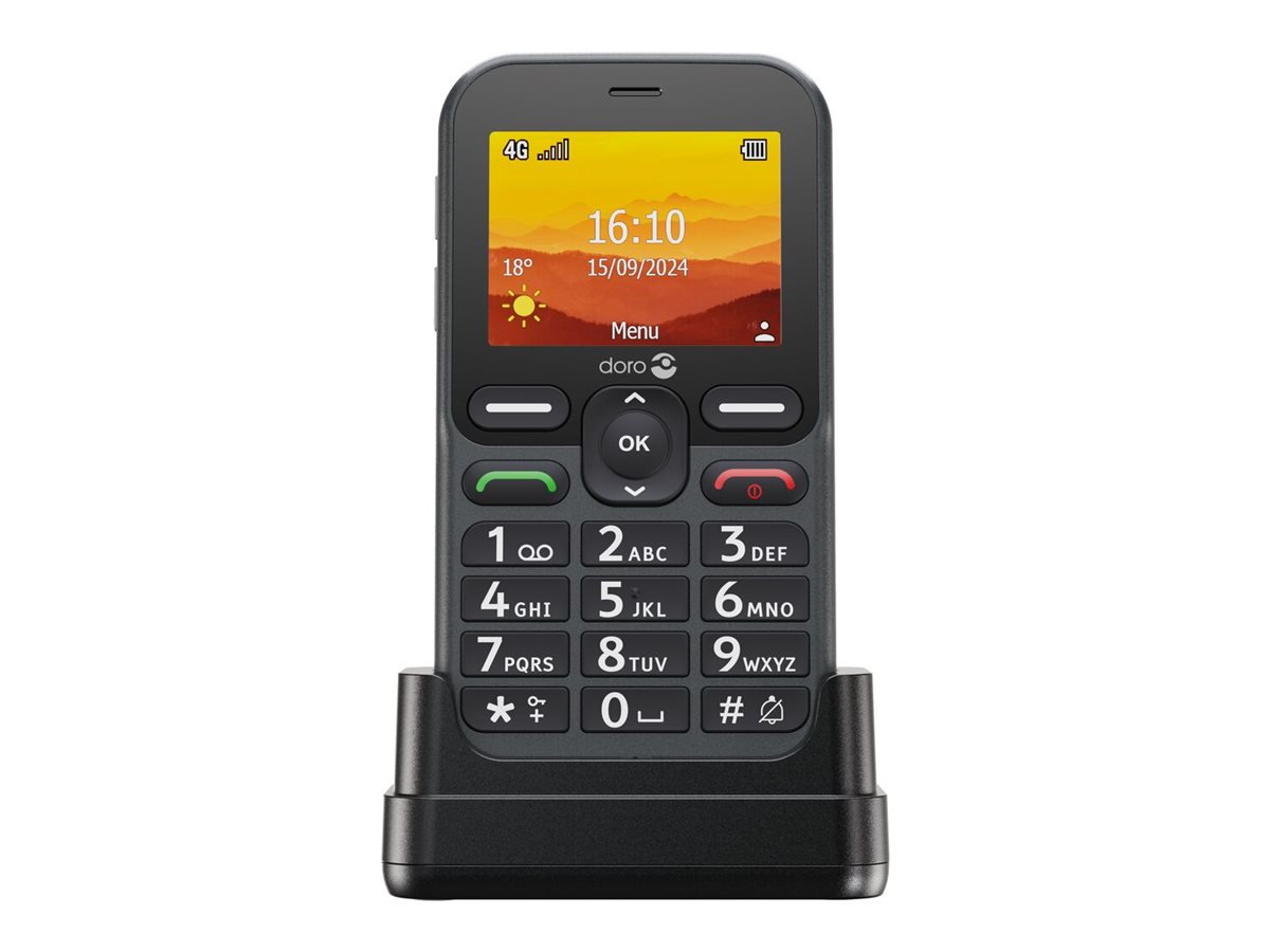 DORO Leva L10 - 4G téléphone de service - RAM 64 Mo / Mémoire interne 128 Mo - microSD slot - écran LCD (TFT) - 320 x 240 pixels (60 Hz) - rear camera 2 MP - noir