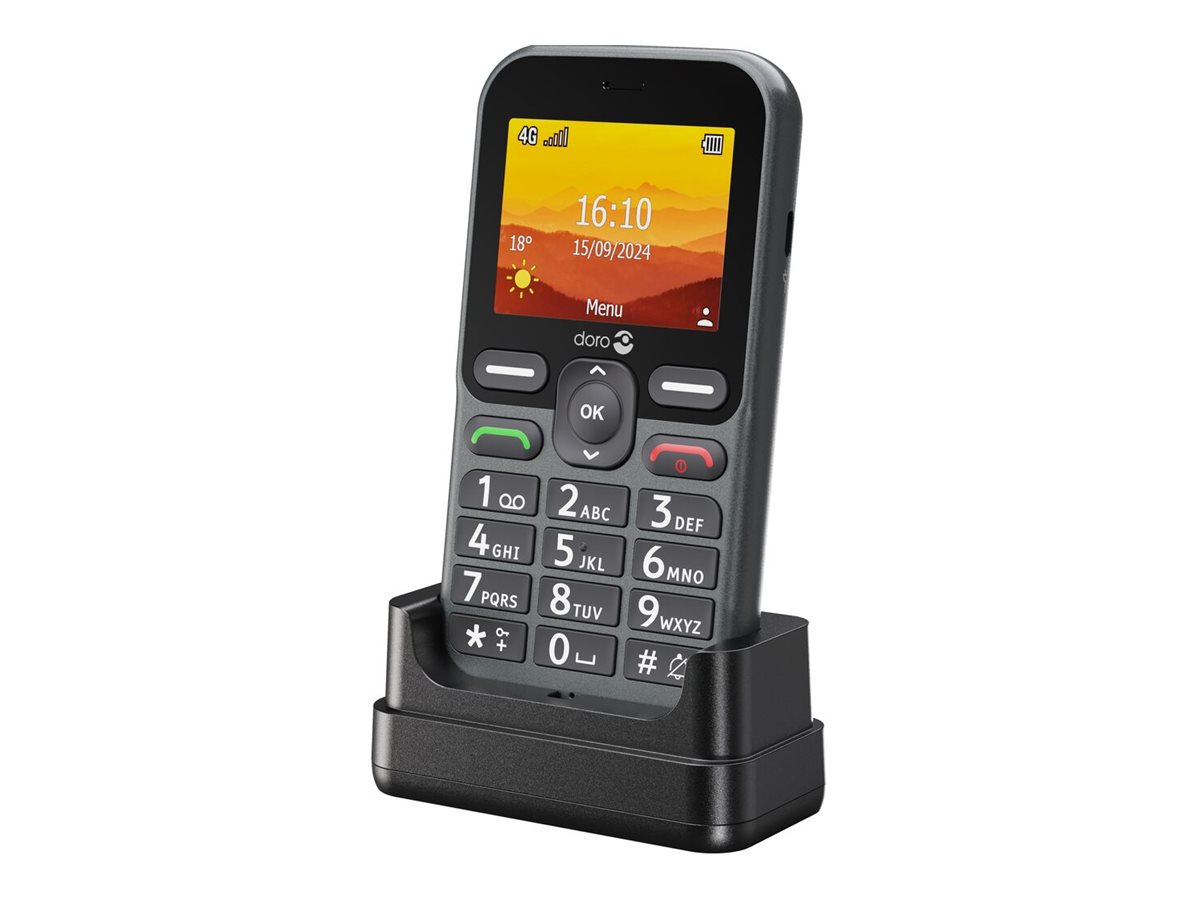 DORO Leva L10 - 4G téléphone de service - RAM 64 Mo / Mémoire interne 128 Mo - microSD slot - écran LCD (TFT) - 320 x 240 pixels (60 Hz) - rear camera 2 MP - noir