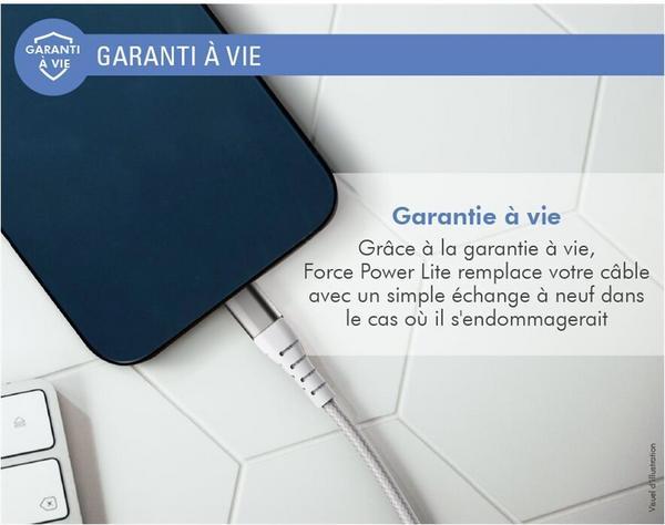 Force Power Lite - Câble Lightning - USB mâle pour Lightning mâle - 2 m - Certifié MFI - blanc - plastique recyclé à 100 %