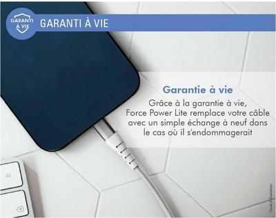 Force Power Lite - Câble Lightning - USB mâle pour Lightning mâle - 2 m - Certifié MFI - blanc - plastique recyclé à 100 %
