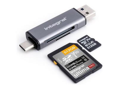 Integral - Lecteur de carte (microSD, microSDHC, microSDXC, SD, SDHC, SDXC) - USB 3.2 Gen 1 / USB-C
