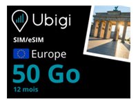 Ubigi propose une eSIM avec un forfait de 50 Go/mois pendant 12 mois en Europe, idéale pour les professionnels et les voyageurs. Grâce à sa connectivité multi-opérateurs en 4G/5G, Ubigi assure une connexion rapide, fiable et sécurisée, sans dépendre du Wi