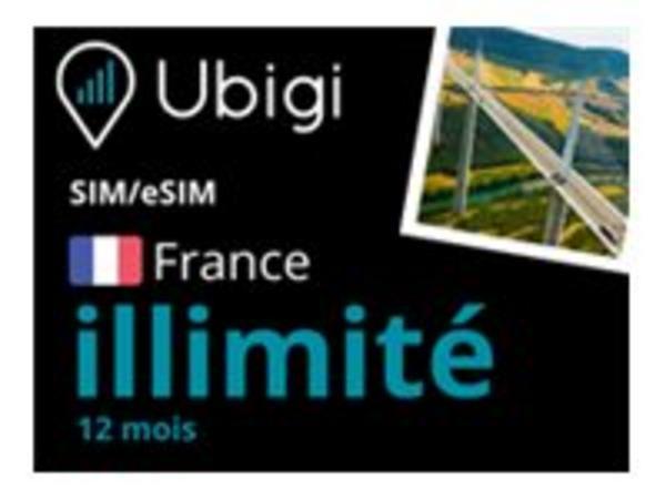 Ubigi propose une carteSIM avec un forfait illimité pendant 12 mois en France, idéale pour les professionnels et les voyageurs. Grâce à sa connectivité multi-opérateurs en 4G/5G, Ubigi assure une connexion rapide, fiable et sécurisée, sans dépendre du Wi-