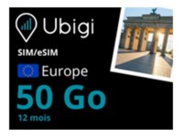 Ubigi propose une carte SIM avec un forfait de 50 Go/mois pendant 12 mois en Europe, idéale pour les professionnels et les voyageurs. Grâce à sa connectivité multi-opérateurs en 4G/5G, Ubigi assure une connexion rapide, fiable et sécurisée, sans dépendre